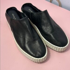 Kelsi Dagger Black Leather Slip On Shoes
